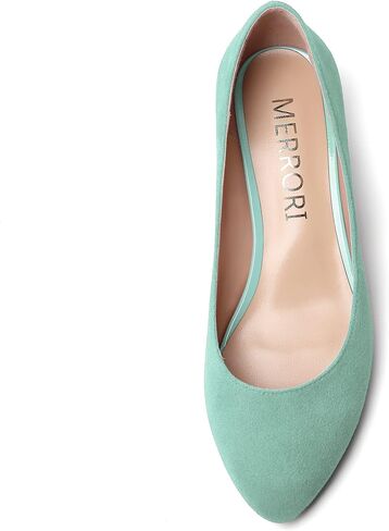 حذاء نسائي من MERRORI كاجوال سادة بمقدمة مستديرة سهل الارتداء من الجلد السويدي بكعب منخفض مكتنز مقاس 1.5 بوصة in Kuwait