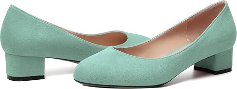 حذاء نسائي من MERRORI كاجوال سادة بمقدمة مستديرة سهل الارتداء من الجلد السويدي بكعب منخفض مكتنز مقاس 1.5 بوصة in Kuwait