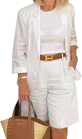 Flamingals Two Pieces Set for Women Flap Detail Blazer & Shorts Set Without Belt in Saudi Arabia