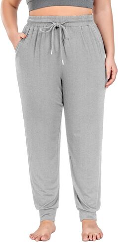 COOTRY Women's Plus Size Lounge Yoga Pants Loose Comfy Casual Joggers Drawstring with Pockets in Kuwait