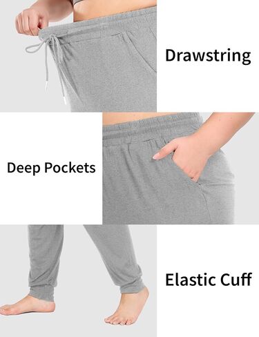 COOTRY Women's Plus Size Lounge Yoga Pants Loose Comfy Casual Joggers Drawstring with Pockets in Kuwait