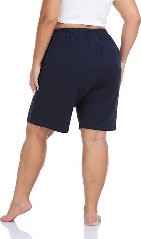Cheapestbuy Women's Plus Size Bermuda Shorts Casual Summer Sweat Shorts Cotton Lounge Yoga Shorts with Pockets Drawstring in Kuwait