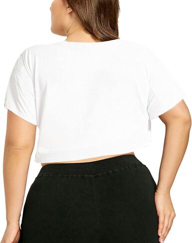 HEARTISIAN Women's Plus Size Summer T Shirt Letters Printing Casual Crop Tops Short Sleeves Tees in Kuwait