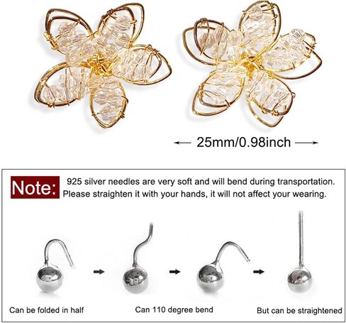 أقراط بوهو فريدة مصنوعة يدويًا من الكريستال الأبيض المجوف بطبقة مزدوجة على شكل زهرة أقراط صيفية لقضاء عطلة الشاطئ على شكل زهور للنساء والفتيات in Kuwait