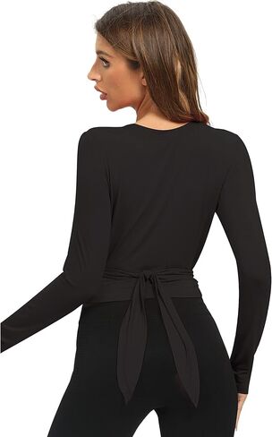 تي شيرت نسائي Mippo قصير الأكمام للتمرينات الرياضية واليوجا والجري ورباط خلفي مقصوص للجري في صالة الألعاب الرياضية in Kuwait