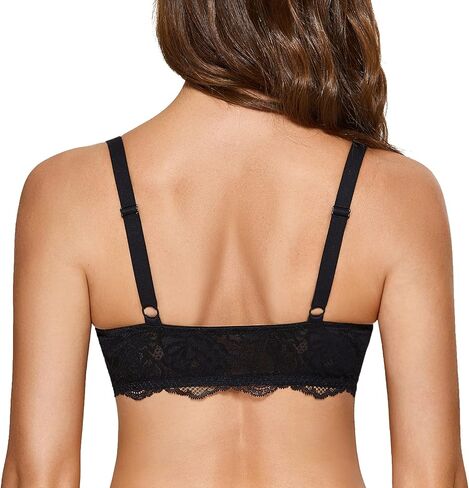 DOBREVA Women's Lace Bra Front Closure Bras Plunge Sexy See Through Minimizer Plus Size Underwire in Kuwait
