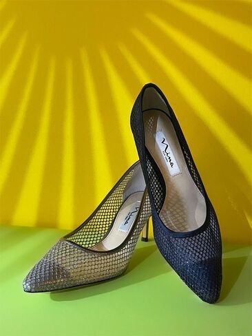 NINA Niley - Women's Gunmetal Mesh Low-Heel Classic Fashion Dressy Pump Shoes - Elegant and Comfortable Women's heeled Pumps - Casual and Dress in Kuwait