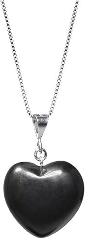 قلادة وقلادة جلدية من Karelia Creations Puffy Heart 100% من الشونغايت - أصلية حقيقية | فكرة هدية لحماية النساء والمراهقين وكبار السن in Kuwait