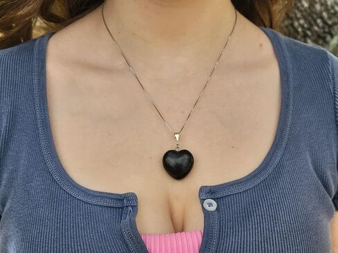 قلادة وقلادة جلدية من Karelia Creations Puffy Heart 100% من الشونغايت - أصلية حقيقية | فكرة هدية لحماية النساء والمراهقين وكبار السن in Kuwait