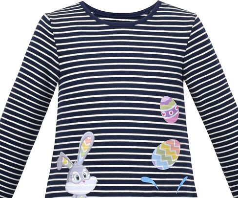Sunny Fashion Girls Dress Long Sleeve Daisy Flower Striped Casual Cotton in Kuwait