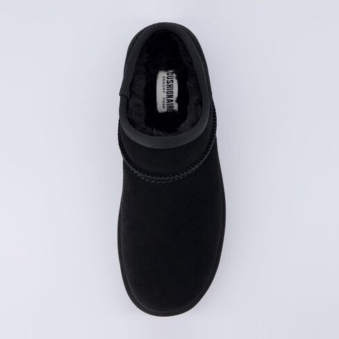 CUSHIONAIRE Hilo-3 Cozy Suede Womens Slippers, Soft Faux Fur Lined Slip On House Shoes for Women with Cushioned Memory Foam in Kuwait