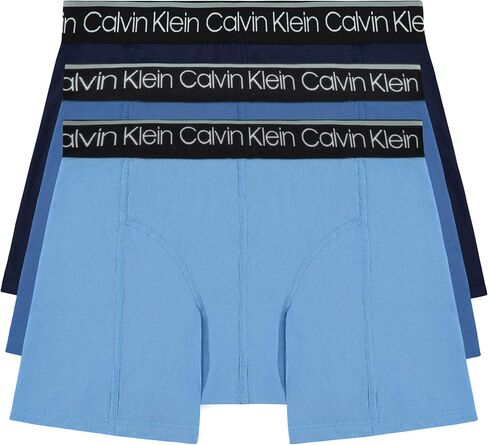Calvin Klein Men's Cotton Stretch 3-Pack Boxer Brief (Medium, Navy, Blue, Light Blue) in Saudi Arabia