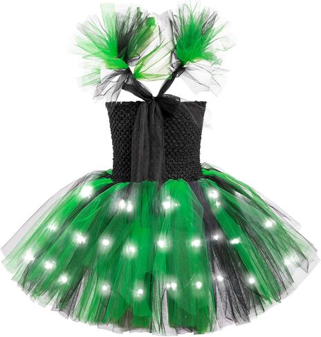 توتو دريمز LED زي الساحرة للفتيات أزياء الهالوين تضيء فستان توتو مع قبعة الساحرة وحفلات أعياد الميلاد in Kuwait