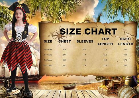 RAAIBB Girls Pirate Costume Dress Kids Halloween Costume Buccaneer Princess Cosplay with Deluxe Accessories Birthday Gifts in Kuwait