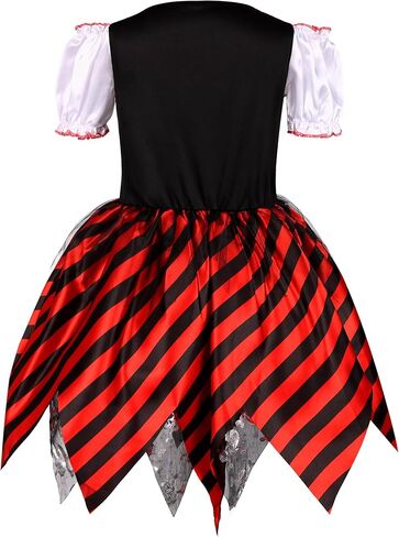RAAIBB Girls Pirate Costume Dress Kids Halloween Costume Buccaneer Princess Cosplay with Deluxe Accessories Birthday Gifts in Kuwait