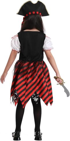 RAAIBB Girls Pirate Costume Dress Kids Halloween Costume Buccaneer Princess Cosplay with Deluxe Accessories Birthday Gifts in Kuwait