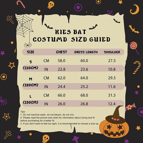 زي Neragron Vampire للفتيات، زي الخفاش مصاص الدماء للأطفال، فستان بأكمام الخفاش مع طوق شعر وجوارب للساق in Kuwait