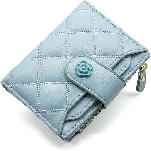Women Wallet Vegan Leather RFID Card Holder Small Bifold Zipper Pocket Short Wallet Coin Cash Purse with ID Window (Black) in Kuwait