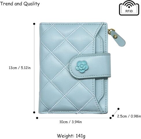 Women Wallet Vegan Leather RFID Card Holder Small Bifold Zipper Pocket Short Wallet Coin Cash Purse with ID Window (Black) in Kuwait