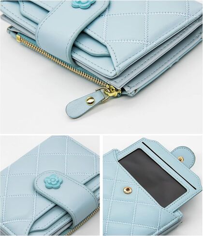 Women Wallet Vegan Leather RFID Card Holder Small Bifold Zipper Pocket Short Wallet Coin Cash Purse with ID Window (Black) in Kuwait