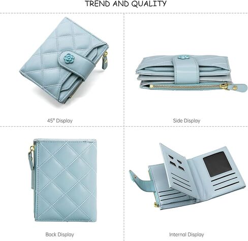 Women Wallet Vegan Leather RFID Card Holder Small Bifold Zipper Pocket Short Wallet Coin Cash Purse with ID Window (Black) in Kuwait