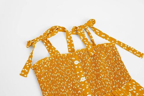 Rolmama Girls Summer Dresses Kids 2023 Sleeveless Tie Strap Boho Beach Midi Dress Smocked Ruffle Flowy Sundresses in Kuwait
