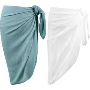 FALETO 2 قطعة Sarong Coverups للنساء Sarongs Pareo ملابس السباحة أغطية الشيفون الشاطئ تنورة ملفوفة in Kuwait