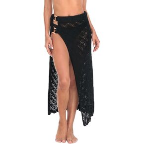 HDE Womens Crochet Cotton Maxi Skirt Beach Cover Up Hollow Knit Swimsuit Coverup