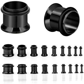 CABBE KALLO 18pcs Ear Tunnels Stretching Kit 14G-00G Gauges Stainless Steel Single Flare Screw Fit Set Expanders for Women Men Body Piercing Jewelry in Kuwait