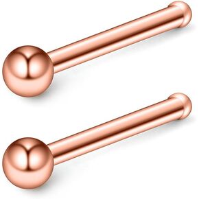 Ruifan 22G 316L Surgical Steel Nose Stud Ring Bone Pin with 1.8mm Ball Top Piercing Jewelry 2-6PCS