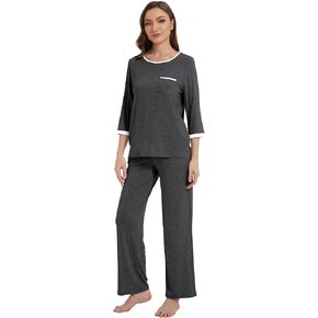 WiWi Womens Pajamas Bamboo Viscose Moisture Wicking Pajama Set 3/4 Sleeve Sleepwear Sets Lightweight Pjs S-XXL