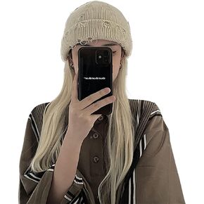 Gothic Beanie Winter Knit Hats Trendy Metal Rings Pin Hip Hop Streetwear Harajuku Y2k Skull Cap Emo Scene Grunge Accessories
