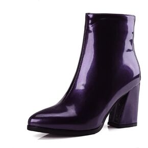 Flerivva Women's Chunky Heel Ankle Boots Pointed-toe Dress Booties with Side Zipper