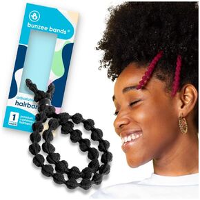 bunzeebands Adjustable Length Hairband | Long Cushioned Headband Ties for Women with Thick, Braided, Kinky, Curly, Natural Hair | Extra Stretchy, No-Slip Design (Black 1-Pack)