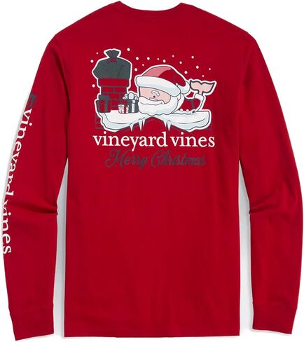 تي شيرت رجالي من Vineyard Vines بأكمام طويلة وجيب Santa Whale in Saudi Arabia