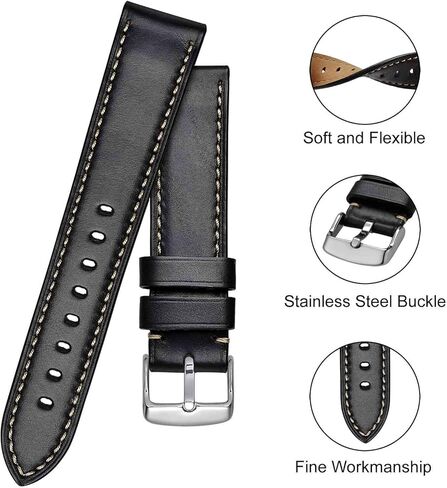 BISONSTRAP Leather Watch Band 18mm 19mm 20mm 21mm 22mm 23mm 24mm, Horween Chromexcel Leather Watch Strap in Saudi Arabia