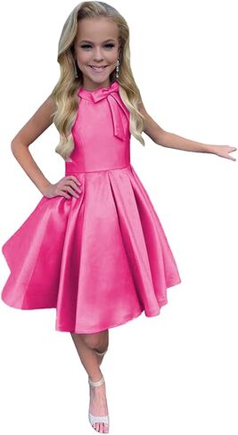M_RAC Girls Stain Interview Dresses Short Pageant Dress Halter Princess Formal Party Gowns in Saudi Arabia