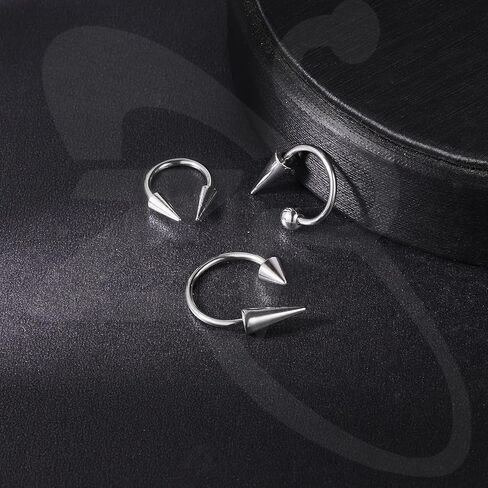 ZS 16G Spiked Horseshoe Nose Septum Rings, Stainless Steel Daith Earrings Spike Lip Ring, Nipple Helix Rook Piercing Jewelry for Women Men in Saudi Arabia
