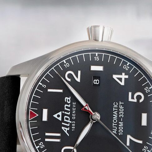 Alpina Startimer Pilot 3 عقارب أوتوماتيكية، أقلام تحديد عربية، كريستال ياقوتي، 44 ملم in Kuwait