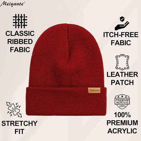 قبعات Meiyaante Beanie للرجال والنساء - قبعات تخزين دافئة للرجال والنساء، قبعات حرارية محاكة بأساور، هدية له ولها in Kuwait