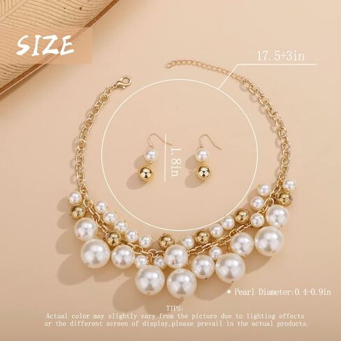 Aimimier 1920s Multilayer Faux Pearl Choker Necklace with Earrings Jewelry Set in Saudi Arabia