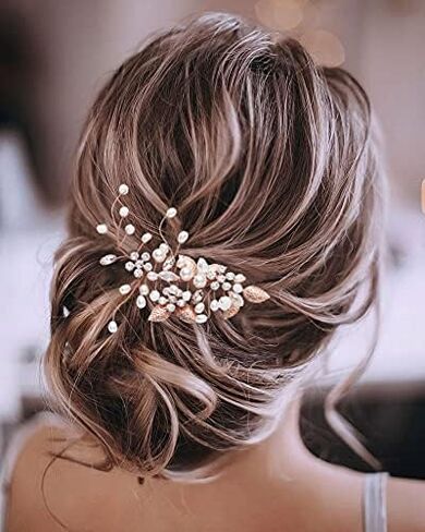 GORAIS Bride Wedding Hair Vine Pearl Bridal Headpieces Leaf Hair Accessories for Women and Girls in Kuwait