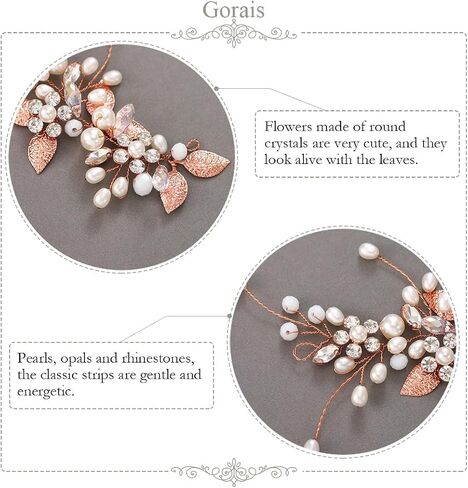 GORAIS Bride Wedding Hair Vine Pearl Bridal Headpieces Leaf Hair Accessories for Women and Girls in Kuwait