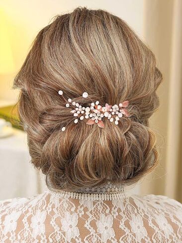 GORAIS Bride Wedding Hair Vine Pearl Bridal Headpieces Leaf Hair Accessories for Women and Girls in Kuwait