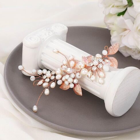 GORAIS Bride Wedding Hair Vine Pearl Bridal Headpieces Leaf Hair Accessories for Women and Girls in Kuwait