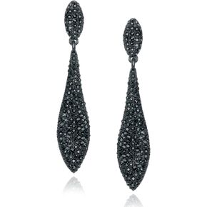 SWEETV Crystal Chandelier Earrings for Women Brides, Rhinestone Silver Black Dangle Earrings for Wedding Prom Party, Long Drop Dangling Earrings for Costume Jewelry