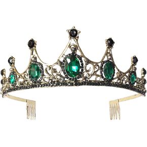Beaupretty Vintage Baroque Queen Crown Women Tiara with Comb Crystal Prom Pageant Crown Wedding Bride Princess Tiara Headband Hair Jewelry for Women and Girls (Bronze-Green) in Saudi Arabia