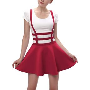 Urban CoCo Womens Elastic Waist Pleated Short Braces Skirt