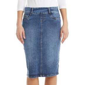 ESTEEZ Straight Knee Length Stretch Denim Jean Skirt for Women Size 0-24 Plus Size - Boston