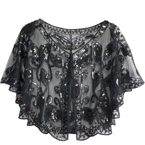 1920s Women’s Shawl Wraps Sequin Beaded Bridal Shawls Flapper Evening Cape